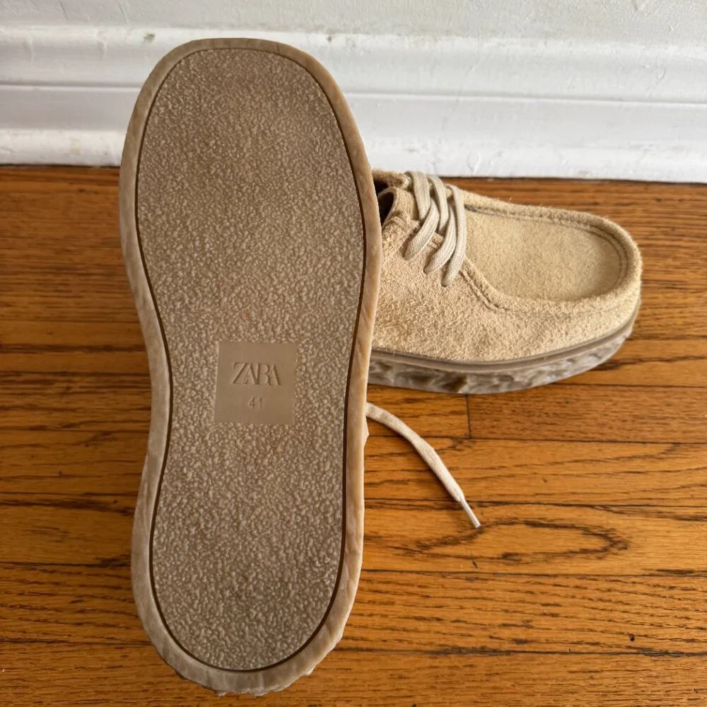 ZARA - TEXTURED SOLE LEATHER SHOE. Size 8 /EUR 41